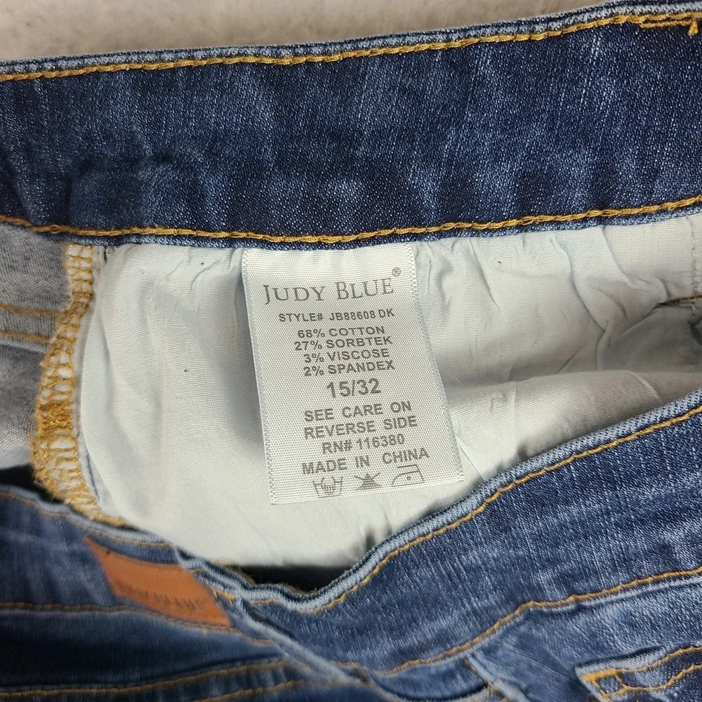 Judy Blue Jeans Womens 15/32 Blue Boyfriend Dark Wash Denim JB88608